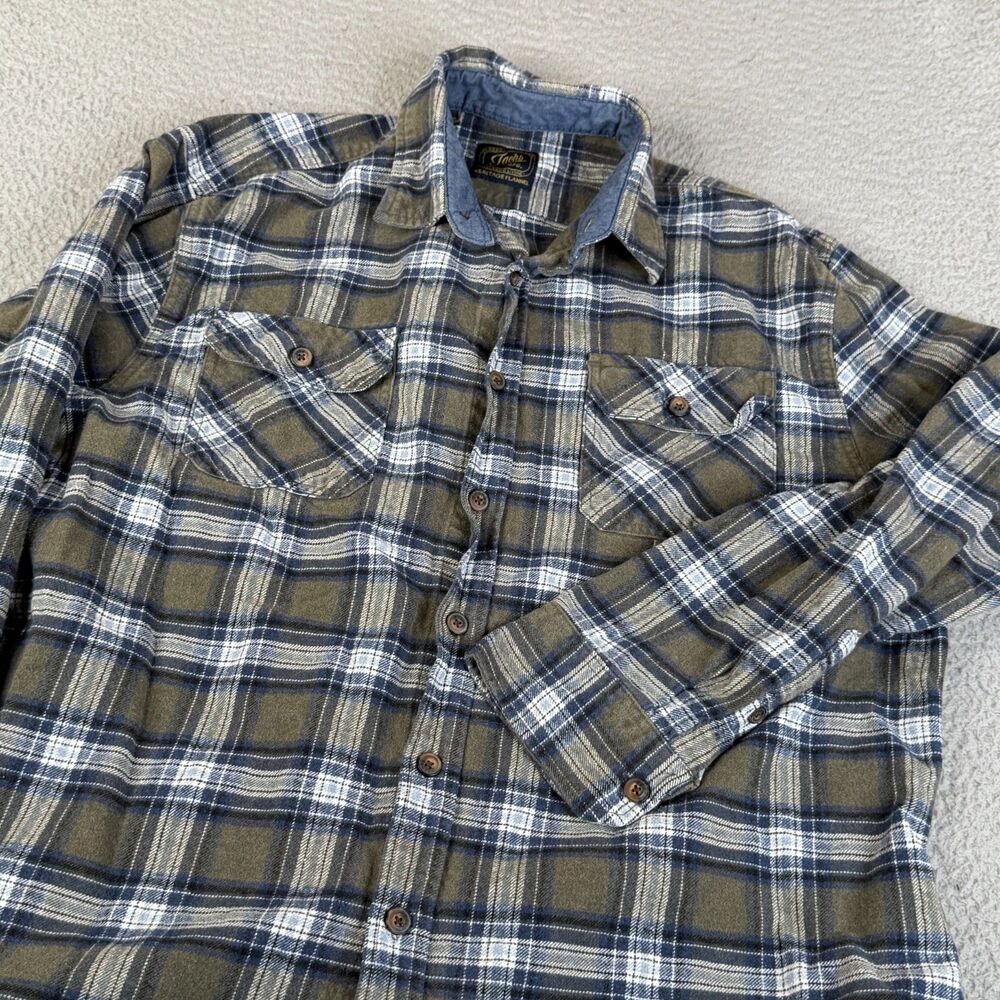 JACHS MFG Heritage Flannel Work Shirt Mens XL Green Plaid Button Down Workwear